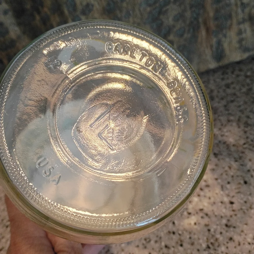 Carlton Glass USA Candy Jar With Plastic Lid Vintage
